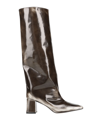 Shop Miista Finola Grey Tall Boots Woman Boot Lead Size 7.5 Calfskin