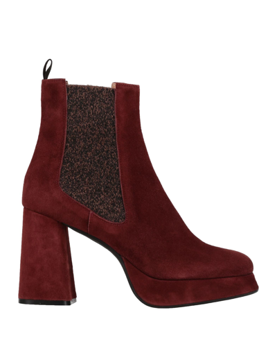 Shop Roberto Festa Woman Ankle Boots Burgundy Size 6 Soft Leather In Red