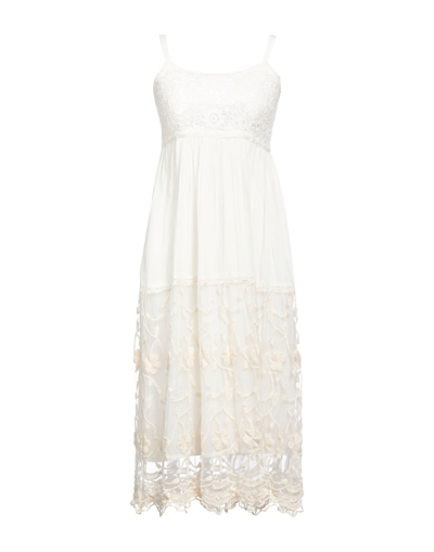 Shop Iconique Woman Midi Dress Ivory Size L Cotton In White