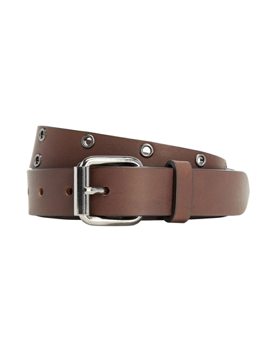 Shop 8 By Yoox Leather Belt With Rivets Man Belt Dark Brown Size S Soft Leather