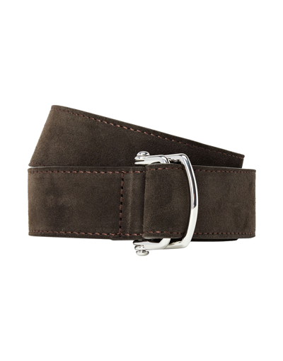 Shop 8 By Yoox Leather Belt With Rivets Man Belt Dark Brown Size S Soft Leather