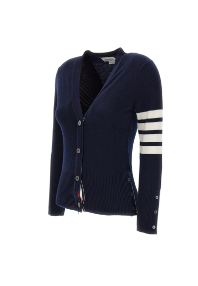 Shop Thom Browne Cashmere Cardigan In Navy