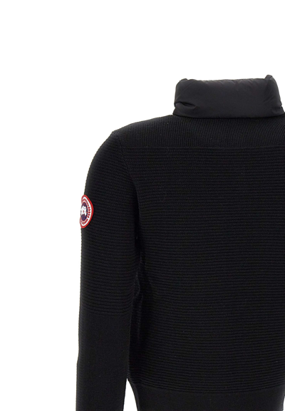 Shop Canada Goose Hybridge Knit Wool Jacket In Black