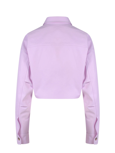 Off-white Co Twist Cropped Cargo Shirt In Purple