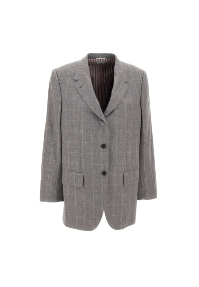 Shop Thom Browne Wool And Cashmere Blazer Side Split Sport In Grey