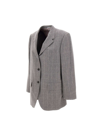 Shop Thom Browne Wool And Cashmere Blazer Side Split Sport In Grey
