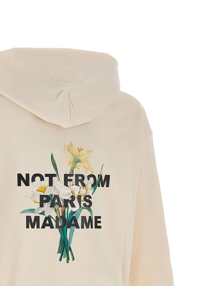 Shop Drôle De Monsieur Cotton Sweatshirt Le Hoodie Slogan Fleur In Cream