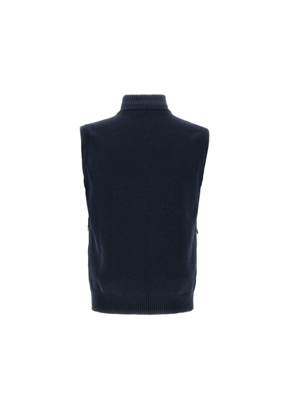 Shop Canada Goose Hybridge Knit Vest Merino Wool And Quilted Nylon In Blue