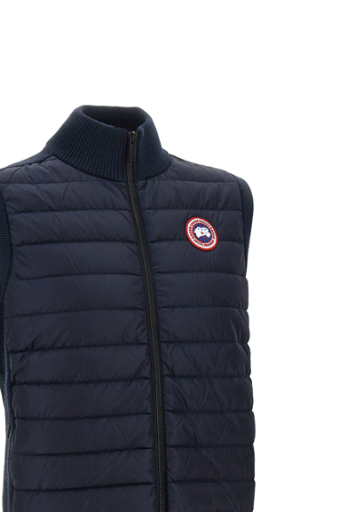 Shop Canada Goose Hybridge Knit Vest Merino Wool And Quilted Nylon In Blue