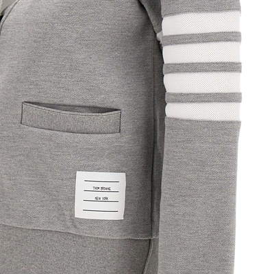 Shop Thom Browne V-neck Seamed Cotton Cardigan In Grey