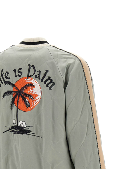 Shop Palm Angels Jacket Life Is Palm Souvenir In Green