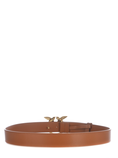Shop Pinko Belt  Love Berry Simply H3 In Leather In Cuoio