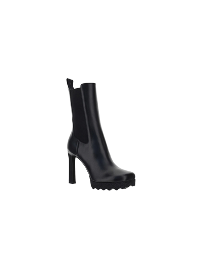 Shop Off-white Heeled Chelsea Ankle Boots In Black Black