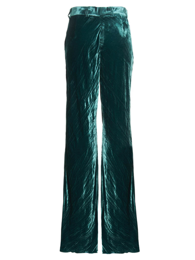 Shop Etro Flare Velvet Trousers In Light Blue
