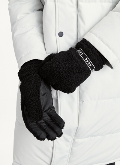 Shop Dkny Men's Sherpa Gloves Black 100% Polyester