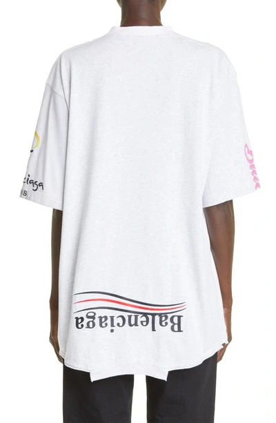 Balenciaga Speed Hunters Oversize Upside Down Graphic Tee In Mix Of White W