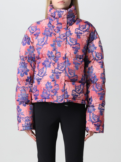 Versace Jeans Couture Allover Floral Printed Quilted Jacket In Pink