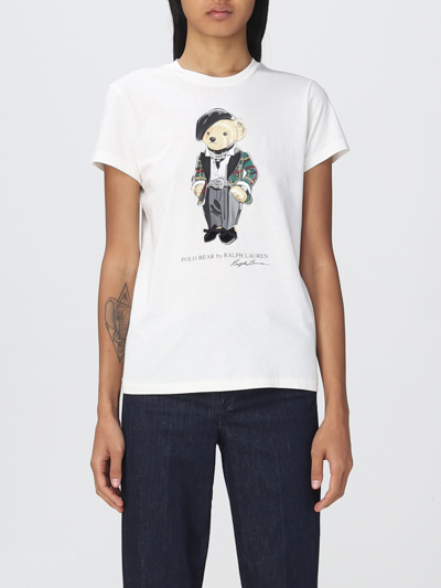 Polo Ralph Lauren T-shirt Con Orsetto Donna 211882288 001 In White |  ModeSens