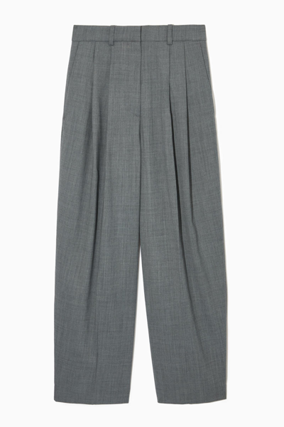 Shop Cos Wide-leg Tailored Wool-blend Pants In Grey