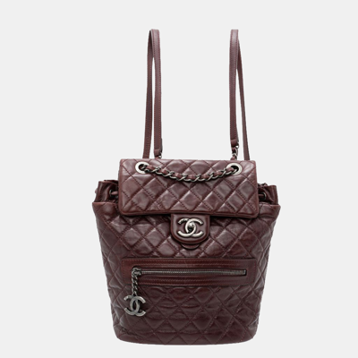 Pre-owned Chanel Burgundy Paris-salzburg Small Mountain Backpack