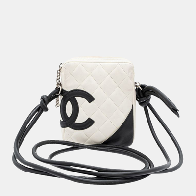 $1000 Chanel White Black Cambon Ligne Lambskin Leather CC Logo Pochette Shoulder  Bag Purse - Lust4Labels