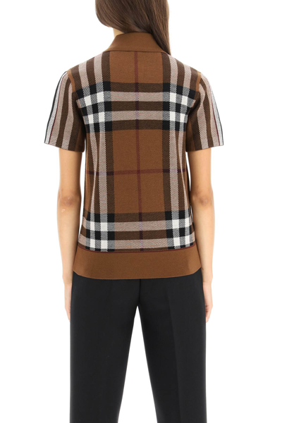 Shop Burberry Exploded Check Merino Wool Polo Shirt In Multicolor