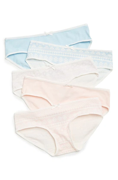 Shop Nordstrom Rack Kids' Hipster Cut Panties In Pastel Fairisle Pack