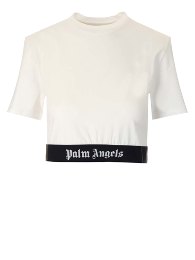 Shop Palm Angels Women's T-shirts And Top -  - In White Cotton