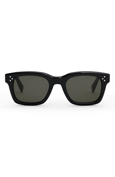 Shop Celine Bold 3 Dots 50mm Square Sunglasses In Shiny Black / Smoke