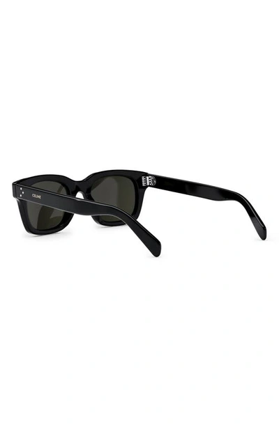 Shop Celine Bold 3 Dots 50mm Square Sunglasses In Shiny Black / Smoke