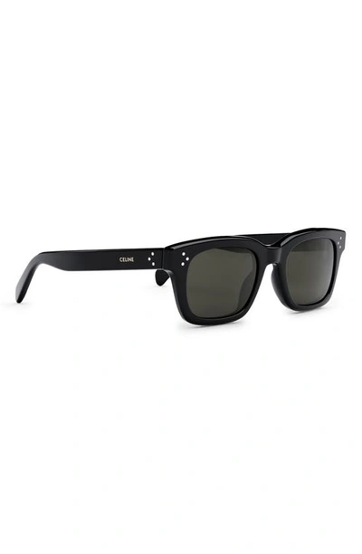 Shop Celine Bold 3 Dots 50mm Square Sunglasses In Shiny Black / Smoke