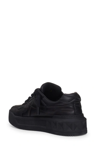 Valentino Black One Stud Xl Nappa Leather Low-top Sneakers In Nero