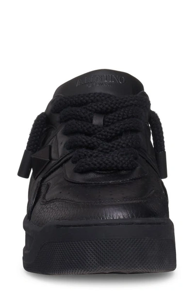 Valentino Black One Stud Xl Nappa Leather Low-top Sneakers In Nero