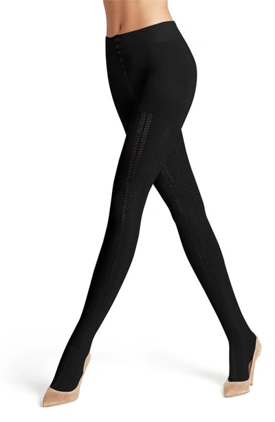 Falke Caress Organic Cotton & Wool Blend Tights In Black