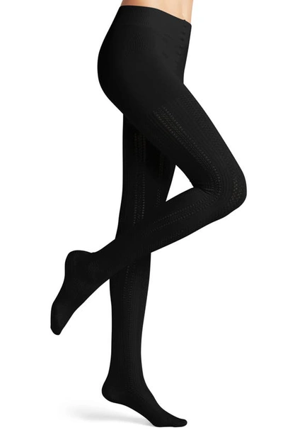 Falke Caress Organic Cotton & Wool Blend Tights In Black