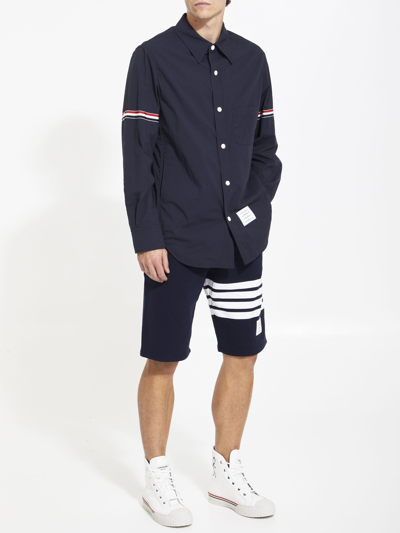 Shop Thom Browne 4-bar Cotton Shorts In Navy