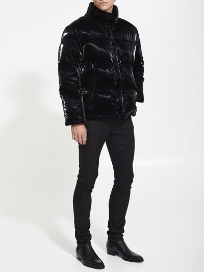 Shop Saint Laurent Oversized Lacquered Puffer Jacket In Black