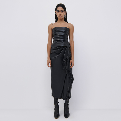 Shop Jonathan Simkhai Sabine Vegan Leather Wrap Skirt In Black