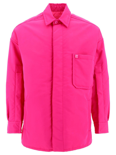Shop Valentino One Stud Detailed Shirt Jacket In Pink