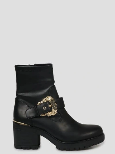 Shop Versace Jeans Couture Ankle Boots With Buckle In Black