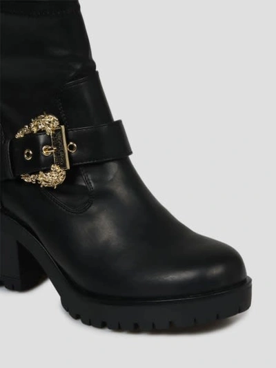 Shop Versace Jeans Couture Ankle Boots With Buckle In Black