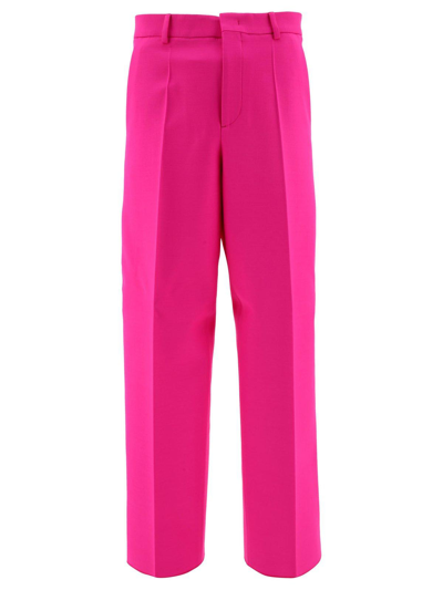Shop Valentino High-waisted Tailored Pants In Fuxia