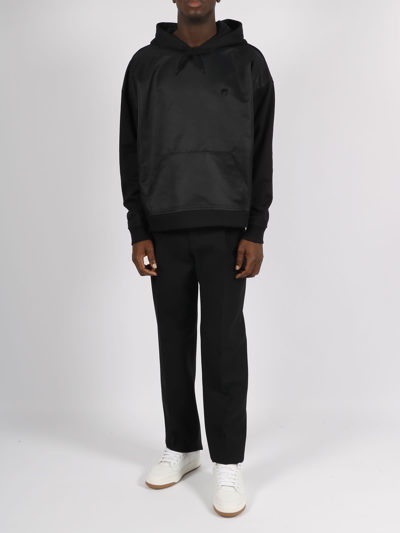 Shop Valentino Nylon Panel And Stud Detail Hoodie In Black