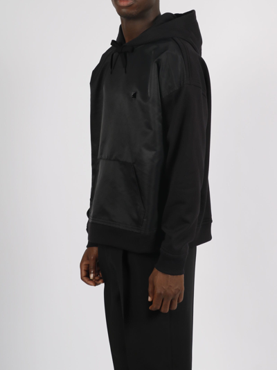 Shop Valentino Nylon Panel And Stud Detail Hoodie In Black