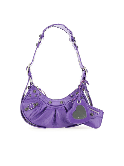 Shop Balenciaga Le Cagole Zipped Xs Shoulder Bag In Purple