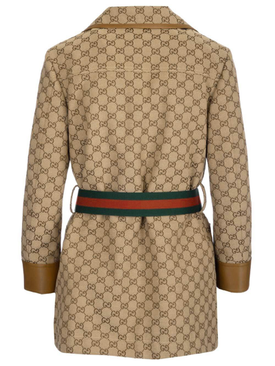 Gucci Gg Canvas Jacket With Web Belt