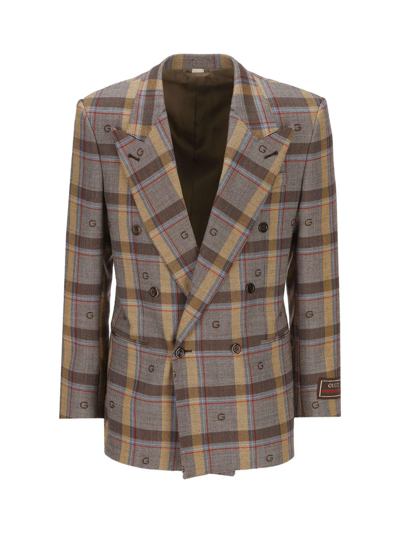 Shop Gucci Checked Long-sleeved Jacket