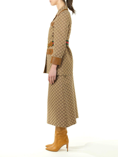 Gucci Gg Canvas Jacket With Web Belt