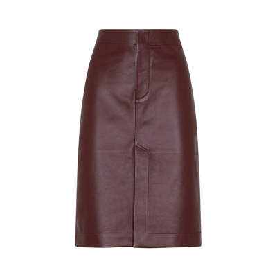 Shop Bottega Veneta Buttoned Pencil Skirt In Rosso