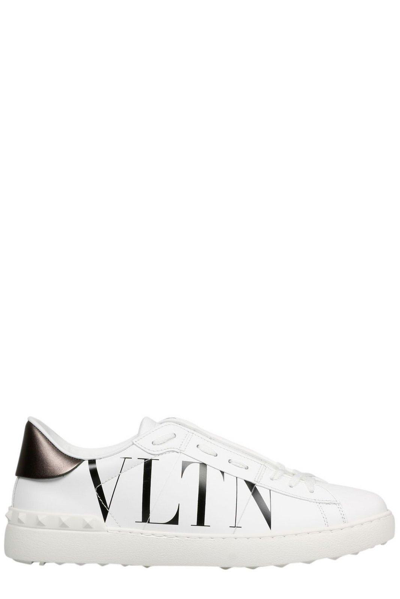 Shop Valentino Vltn Open Lace-up Sneakers In Bianco/nero